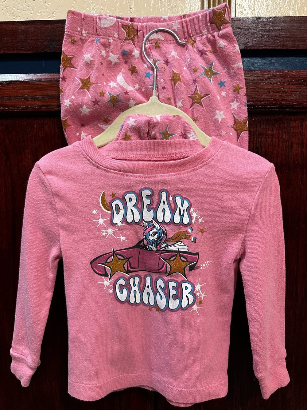 Kidgets Pink 'Dream Chaser' Unicorn Pajama Set Girls’ Toddler